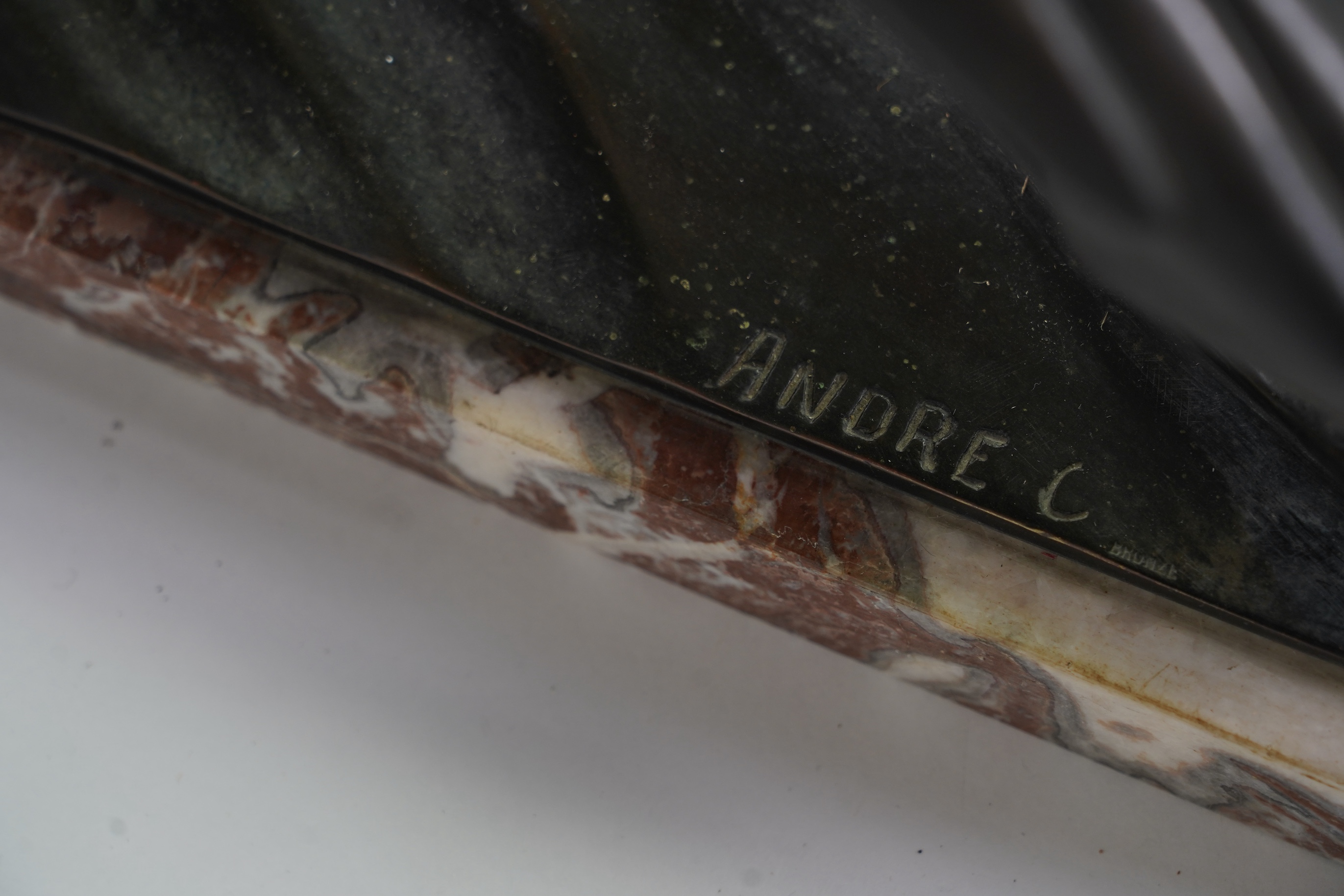 An Art Deco bronze figure of a tern, signed Andre